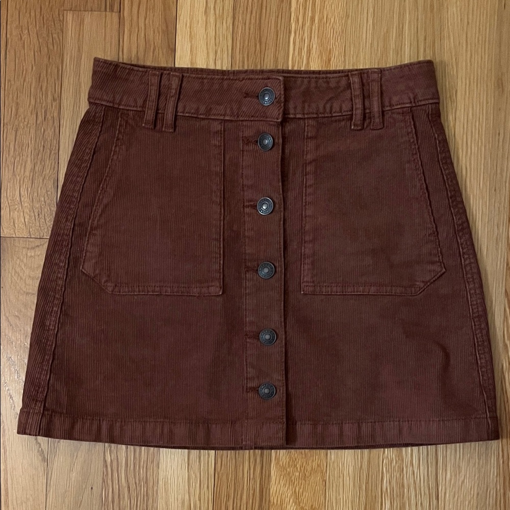American Eagle Outfitters Brown Button-Front Mini Skirt